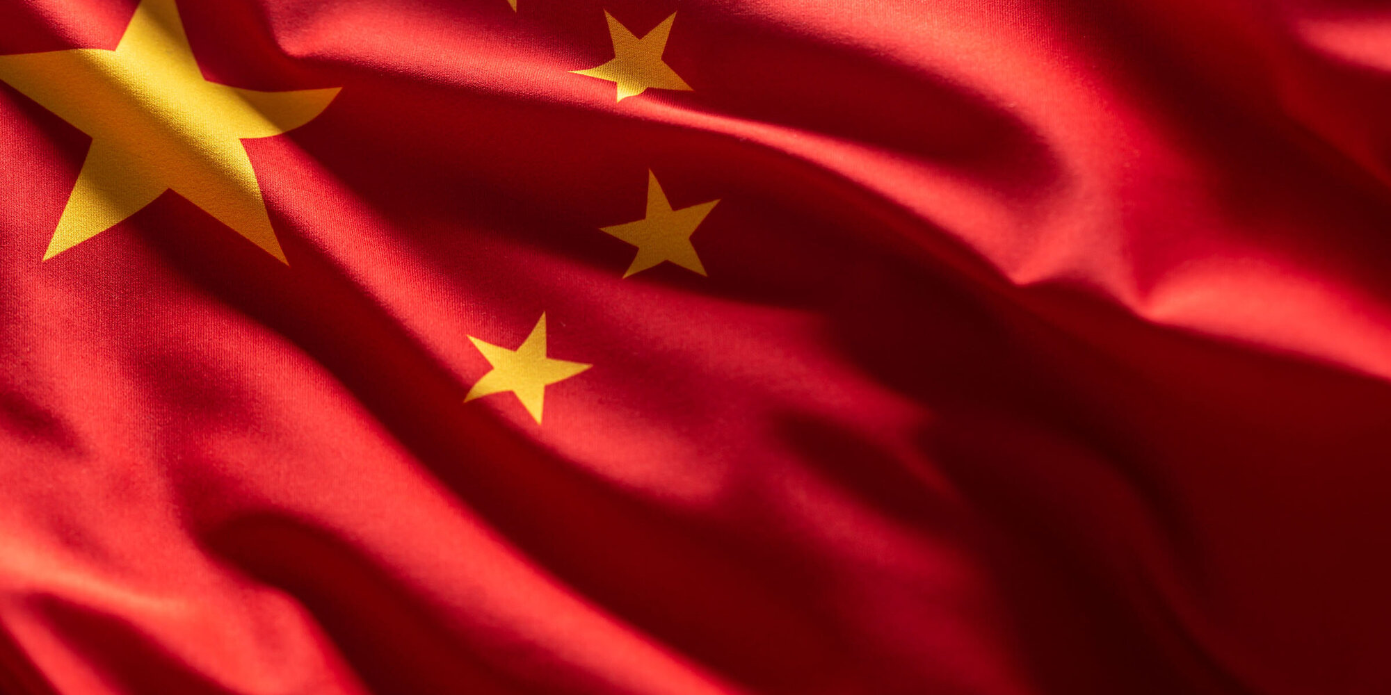 China flag blowing in the wind.