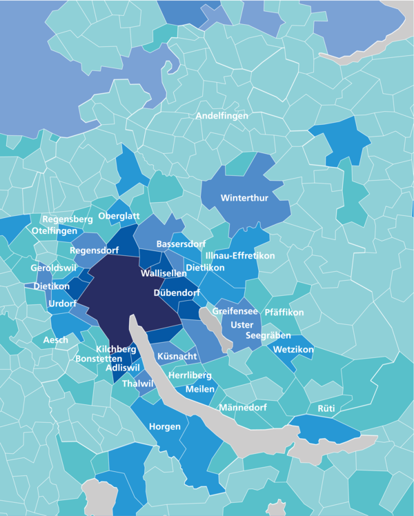 Regional unterschiedliche Anziehungskraft