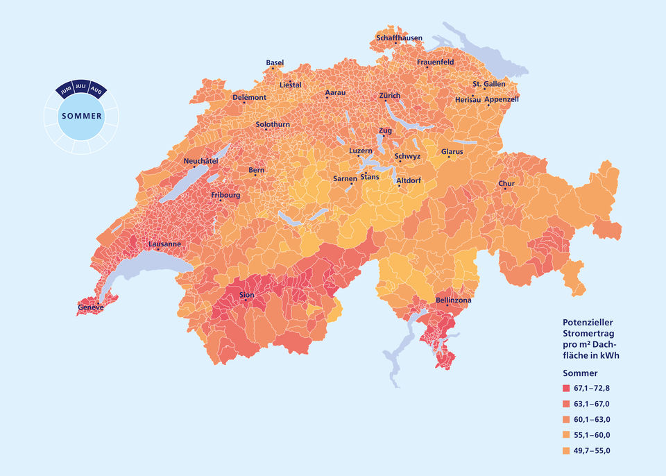 Stromertragspotenzial Sommer (CH)