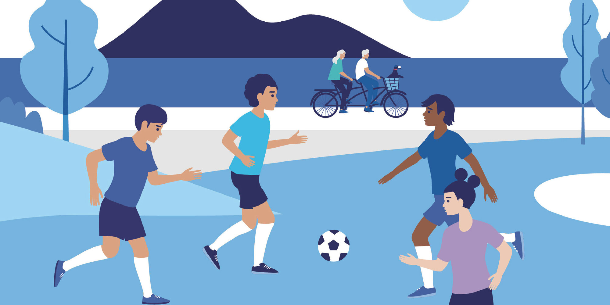 Illustration von Kindern, die Fussball spielen