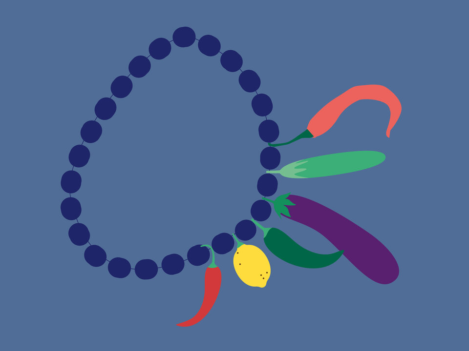 Illustration zum Thema Schmuck und Food