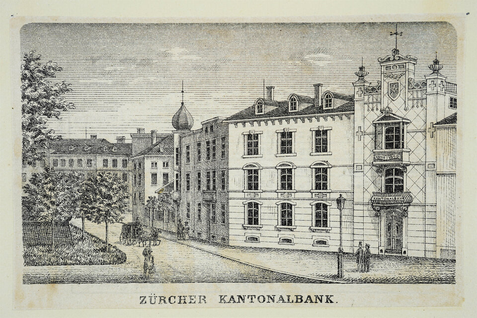 Die Marienburg auf der Rückseite eines Jahreskalenders, 1873 (Bild: Zürcher Kantonalbank)