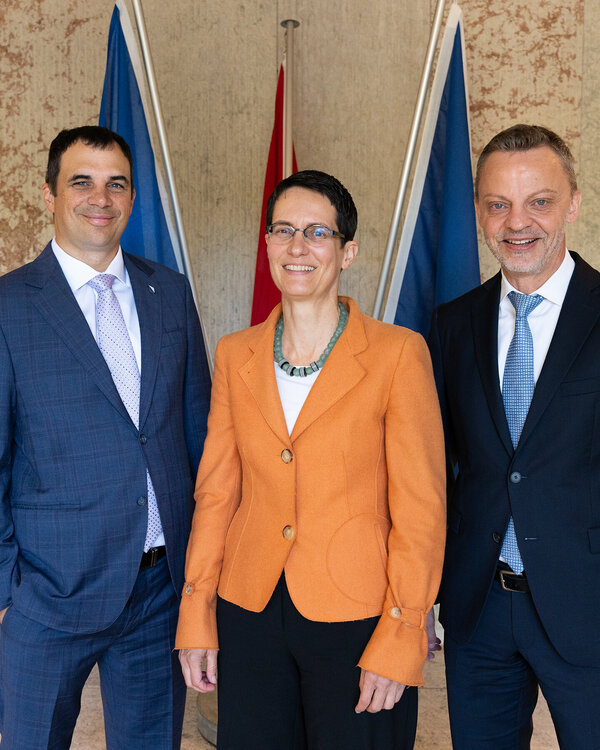 Neu gewählte Bankräte Gregor Kreuzer, Claudia Zimmermann, Hans-Ueli Vogt (Bild: Simon Baumann)