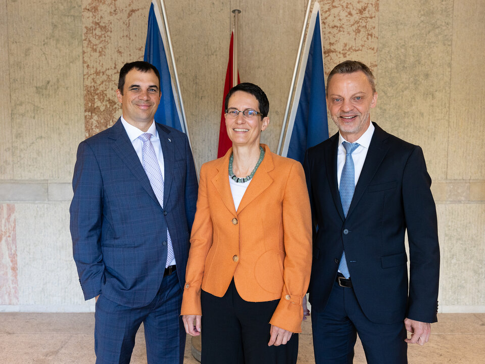 Neu gewählte Bankräte Gregor Kreuzer, Claudia Zimmermann, Hans-Ueli Vogt (Bild: Simon Baumann)