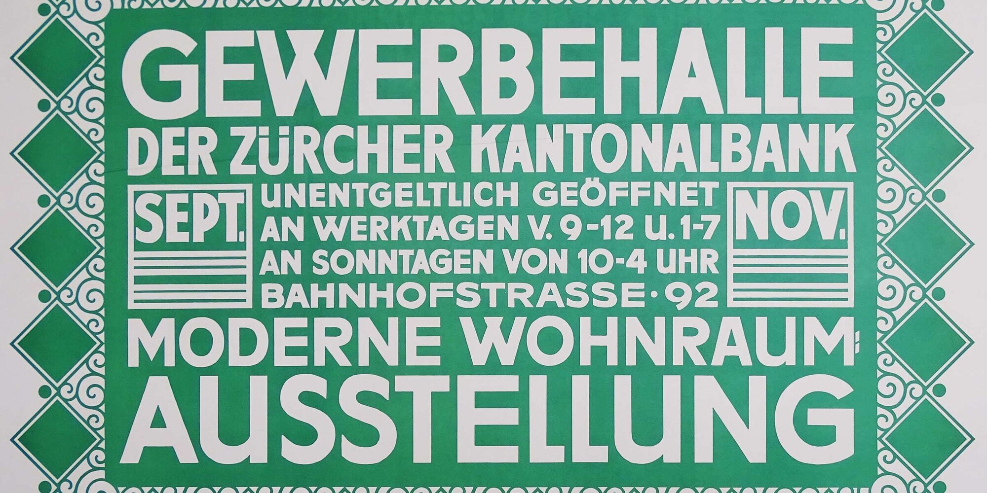 Hinweisplakat für die Gewerbehalle, ca. 1905.
