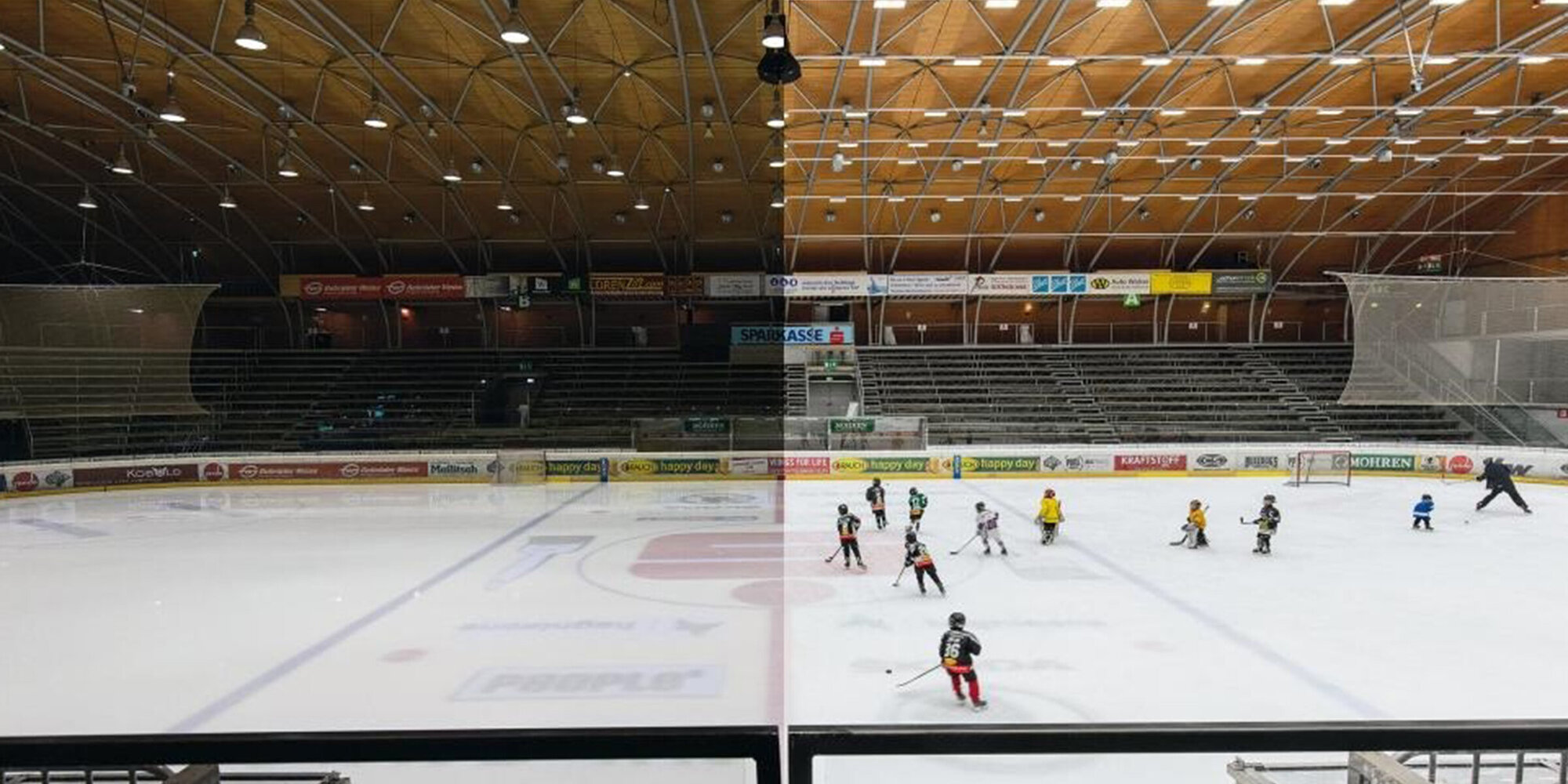 Neue Lichtlösung für Eissporthalle in Dornbirn