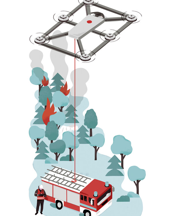 Illustration des Fotokite-Drohnen-Systems von Perspective Robotics