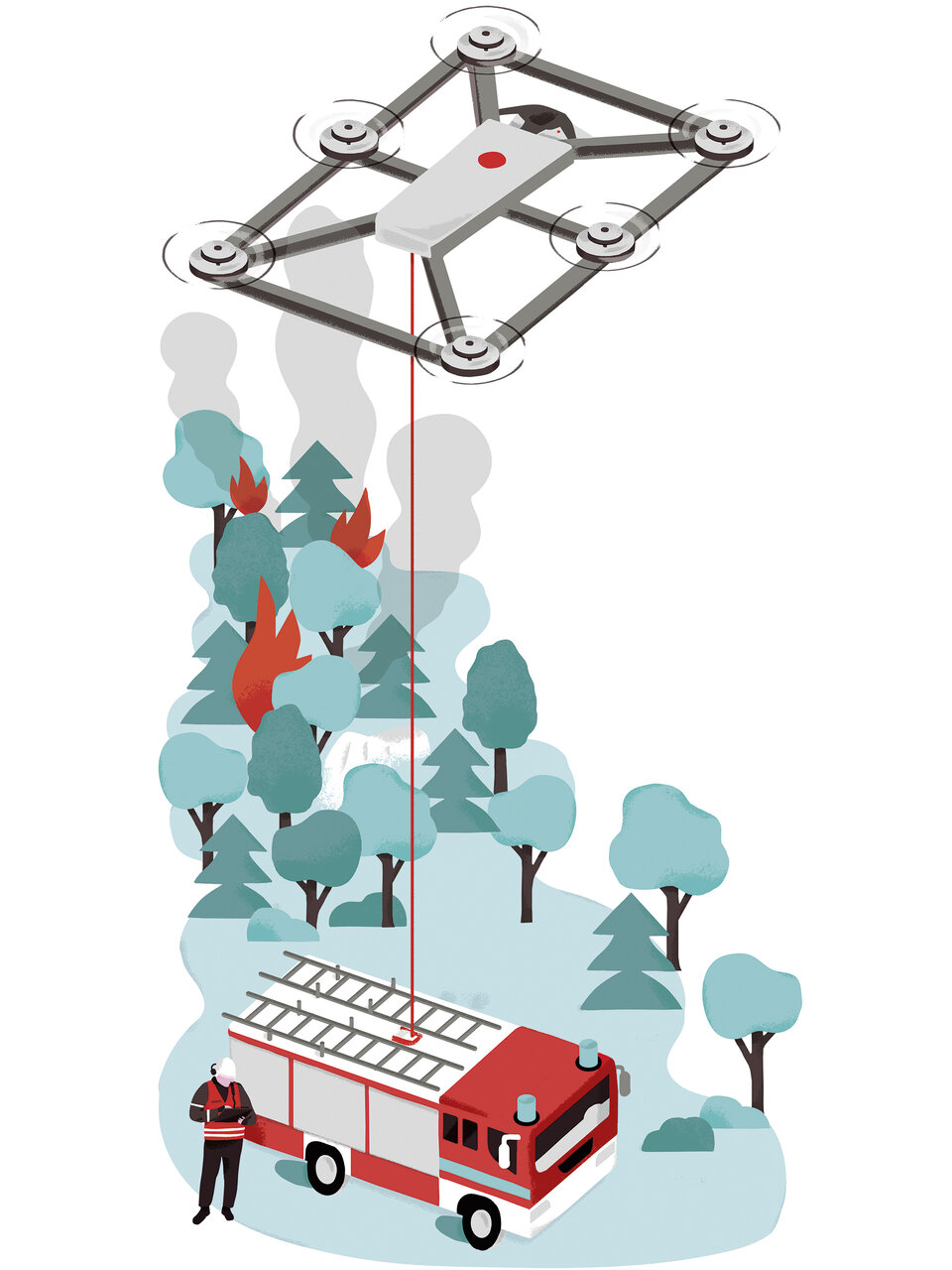 Illustration des Fotokite-Drohnen-Systems von Perspective Robotics