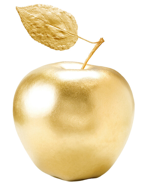 Mit Goldfarbe überzogener Apfel