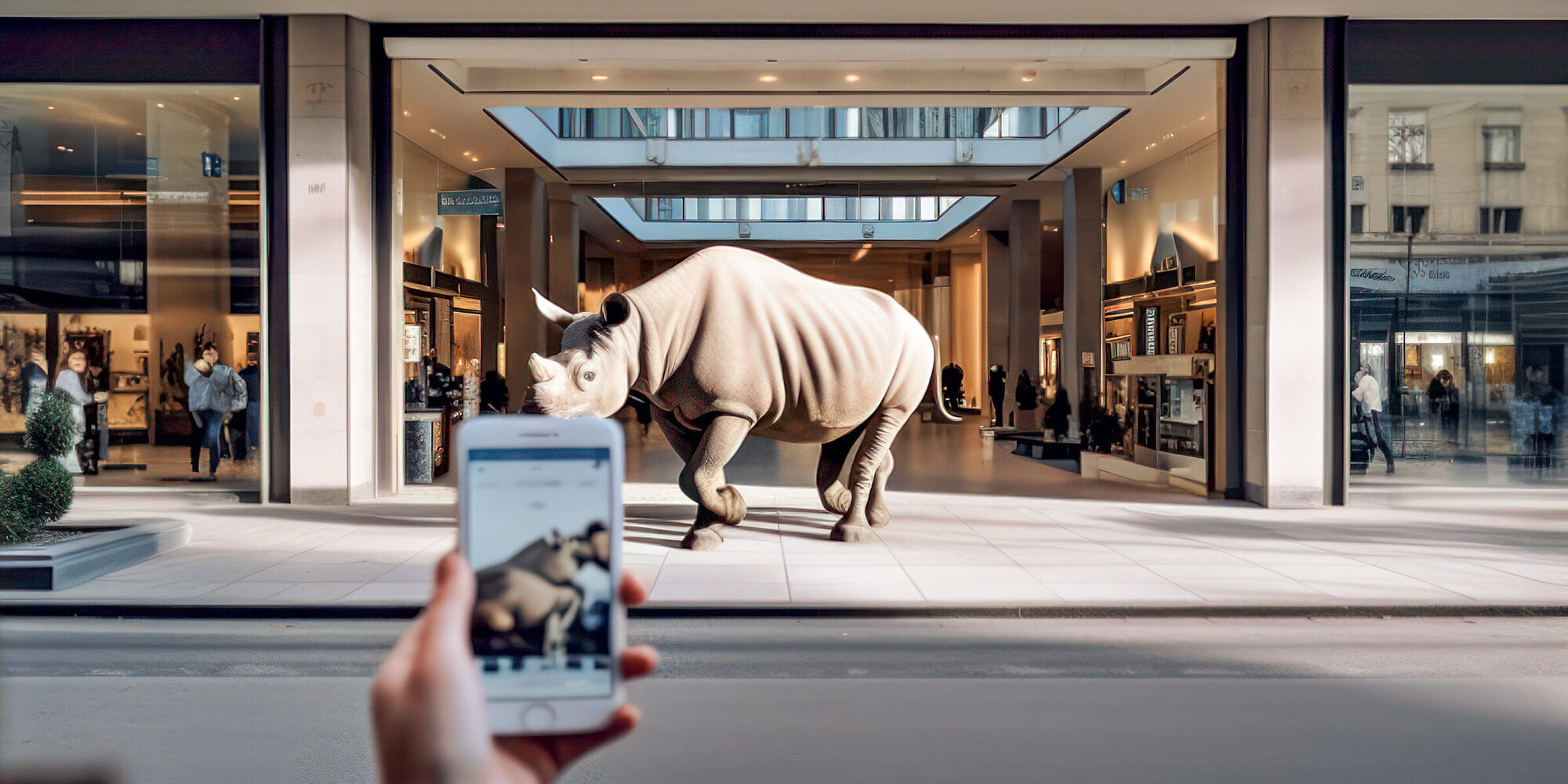 KI-Bild des ZKB-Hauptsitzes mit Nashorn